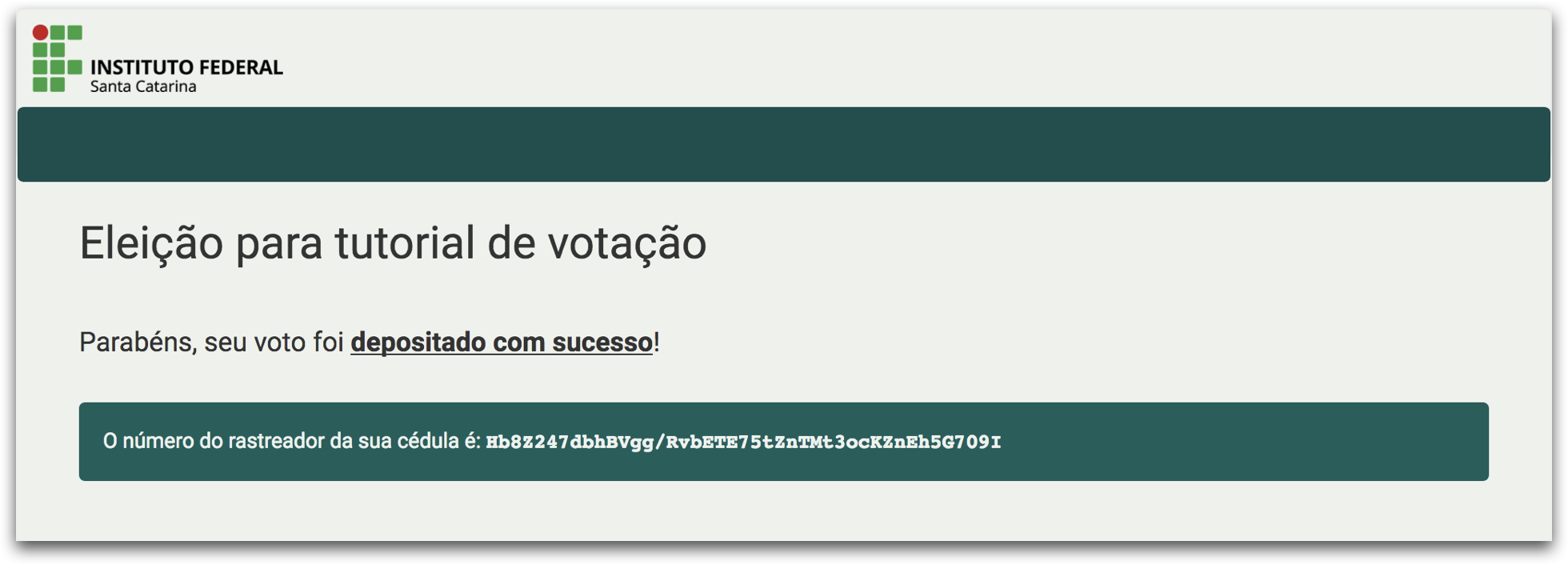 Voto depositado com sucesso